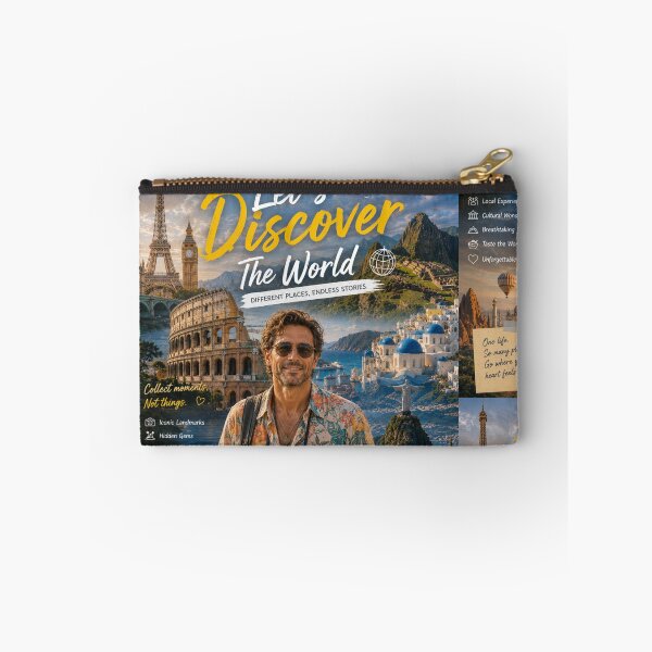 Item preview, Let’s Discover the World Travel Collage Poster | Wanderlust Adventure Around the Globe designed and sold by Inkora-Art.