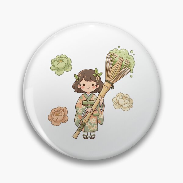 Item preview, Matcha Witch — Kawaii Kimono Girl Bamboo Whisk Magic Art designed and sold by lenalenspod.