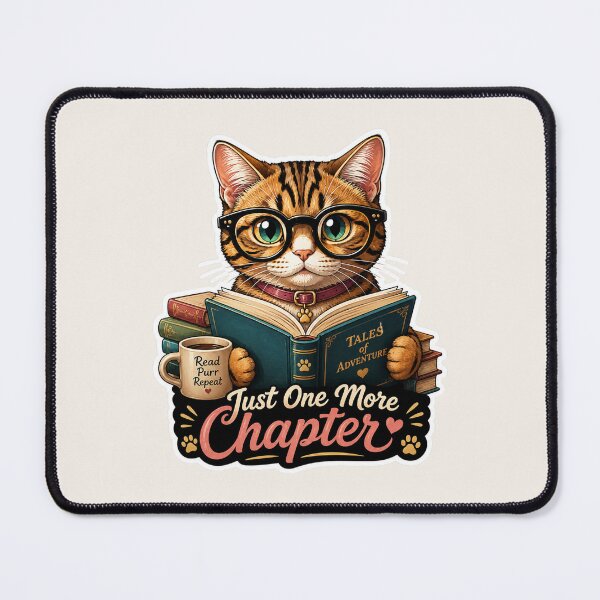 Item preview, Just One More Chapter Cat | Cute Book Lover Reading Cat Sticker designed and sold by astersgraphics.