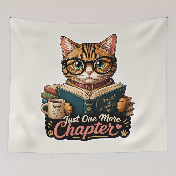 Item preview, Just One More Chapter Cat | Cute Book Lover Reading Cat Sticker designed and sold by astersgraphics.