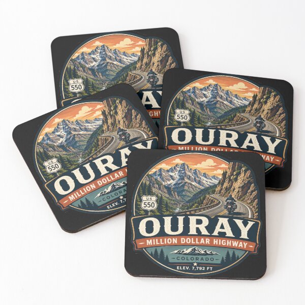 Item preview, Ouray Million Dollar Highway Vintage Travel Badge | US 550 Colorado Mountain Road Art designed and sold by CosmicAnomaly.