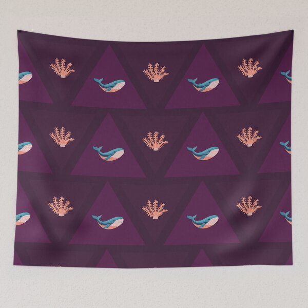 Item preview, Whale and Coral Geometric Ocean Pattern designed and sold by Robinsonlerouge.