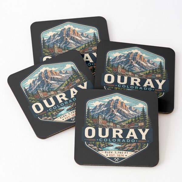 Item preview, Ouray Colorado Vintage Mountain Town Badge | San Juan Peaks Travel Art | Elevation 7792 Ft designed and sold by CosmicAnomaly.