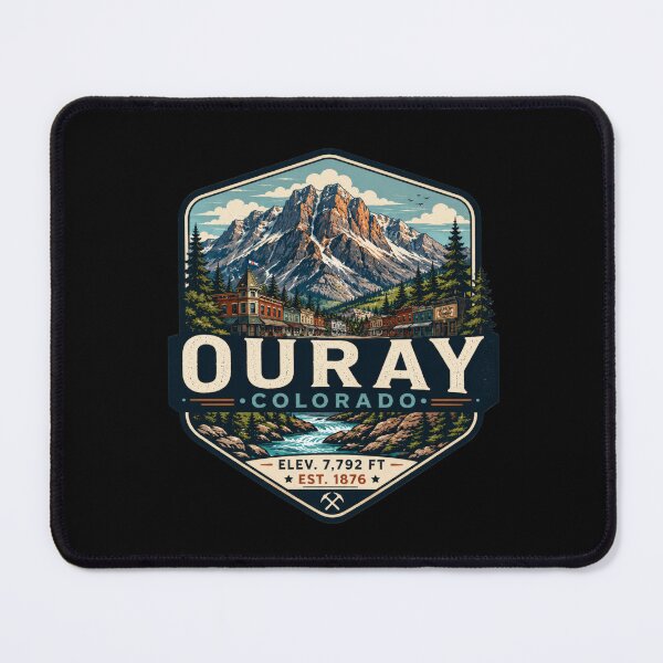 Item preview, Ouray Colorado Vintage Mountain Town Badge | San Juan Peaks Travel Art | Elevation 7792 Ft designed and sold by CosmicAnomaly.