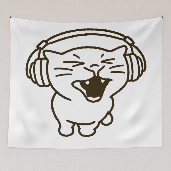 Item preview, headphone cat meme designed and sold by QuirkyCritterCo.