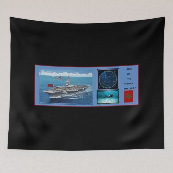 Item preview, Mu’ur (UM) Empire™ al-Benhadiel©™ design, Aircraft Carrier, black background designed and sold by HardyKnitDesign.