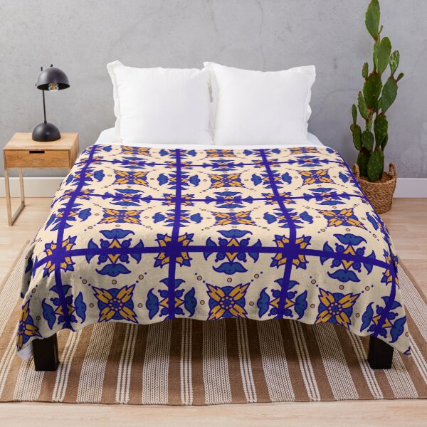 Item preview, Golden Blue Azulejo  - Floral Tile Design designed and sold by Split Second Lines.