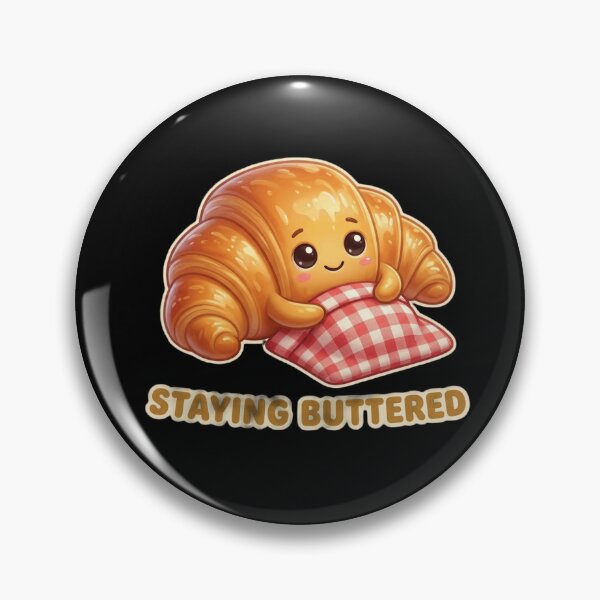 Item preview, Cute Croissant Staying Buttered – Kawaii Bakery Pun Illustration designed and sold by MartBook.