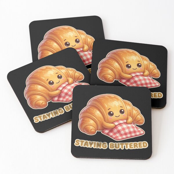 Item preview, Cute Croissant Staying Buttered – Kawaii Bakery Pun Illustration designed and sold by MartBook.