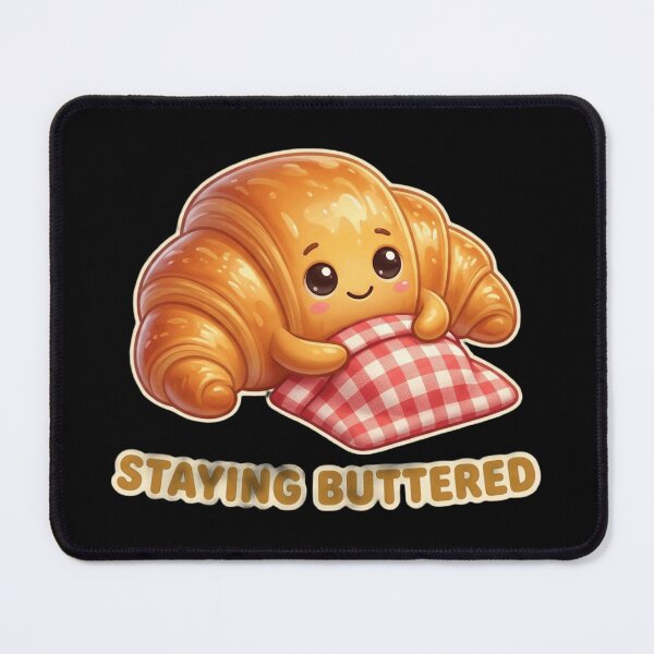 Item preview, Cute Croissant Staying Buttered – Kawaii Bakery Pun Illustration designed and sold by MartBook.