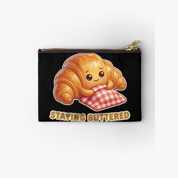 Item preview, Cute Croissant Staying Buttered – Kawaii Bakery Pun Illustration designed and sold by MartBook.