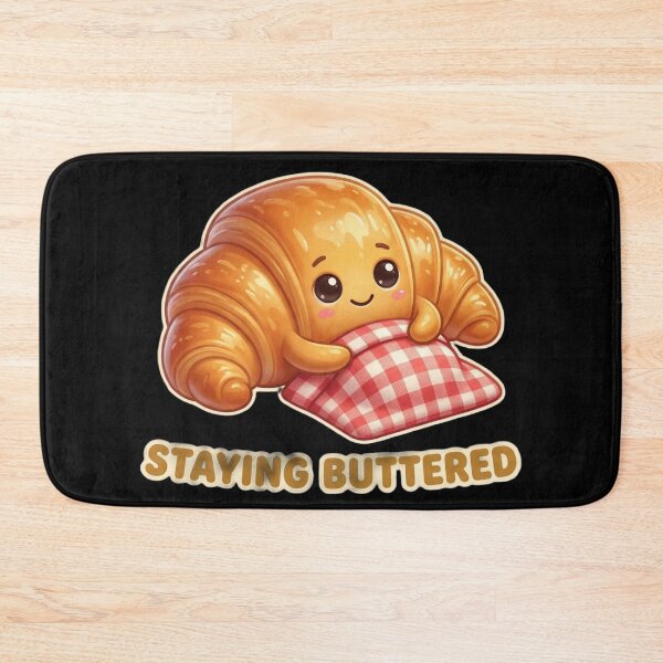 Item preview, Cute Croissant Staying Buttered – Kawaii Bakery Pun Illustration designed and sold by MartBook.