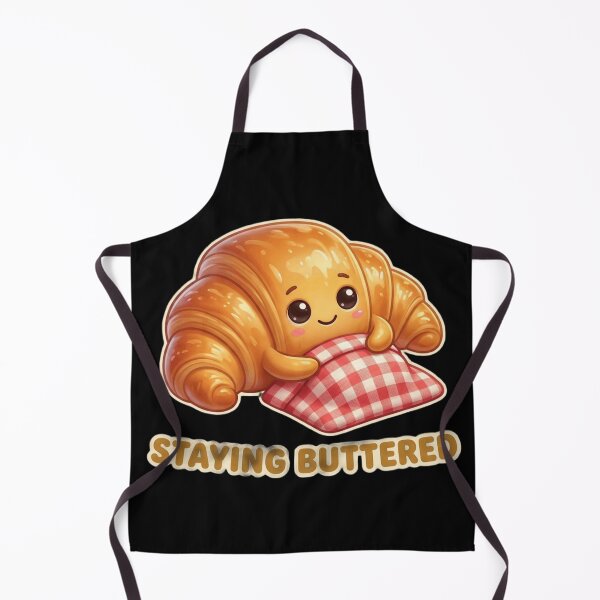 Item preview, Cute Croissant Staying Buttered – Kawaii Bakery Pun Illustration designed and sold by MartBook.