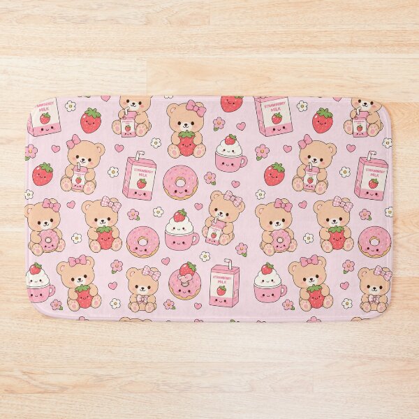 Item preview, Strawberry Milk Teddy Bear Cute Pattern designed and sold by Soft Berry Studio.