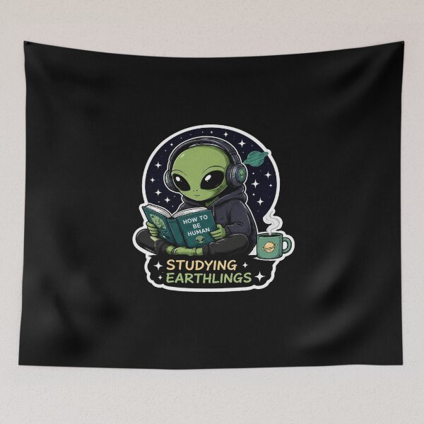Item preview, Studying Earthlings Funny Alien Reading Book designed and sold by TheZyro.
