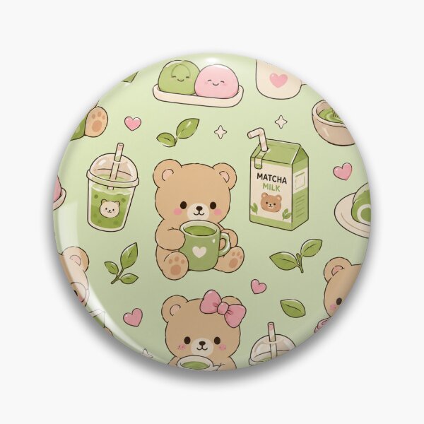 Item preview, Matcha Teddy Bear Coffee Kawaii Pattern designed and sold by Soft Berry Studio.