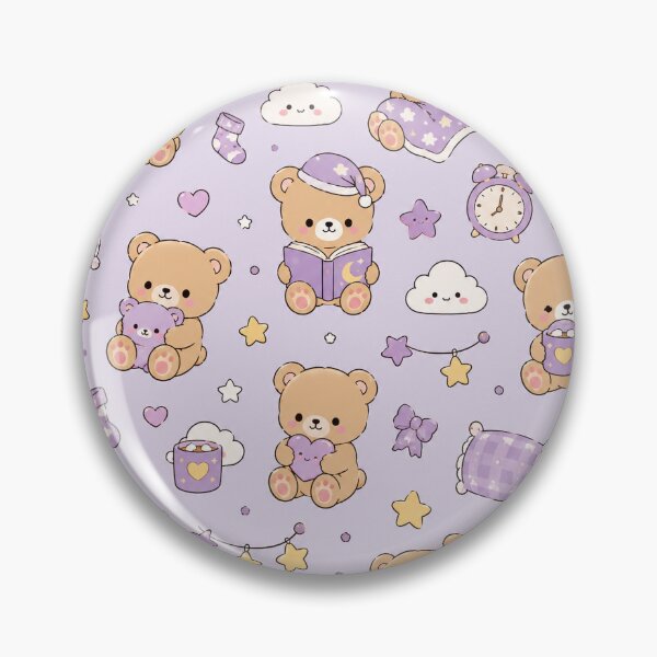 Item preview, Sleepy Teddy Bear Bedtime Kawaii Pattern designed and sold by Soft Berry Studio.