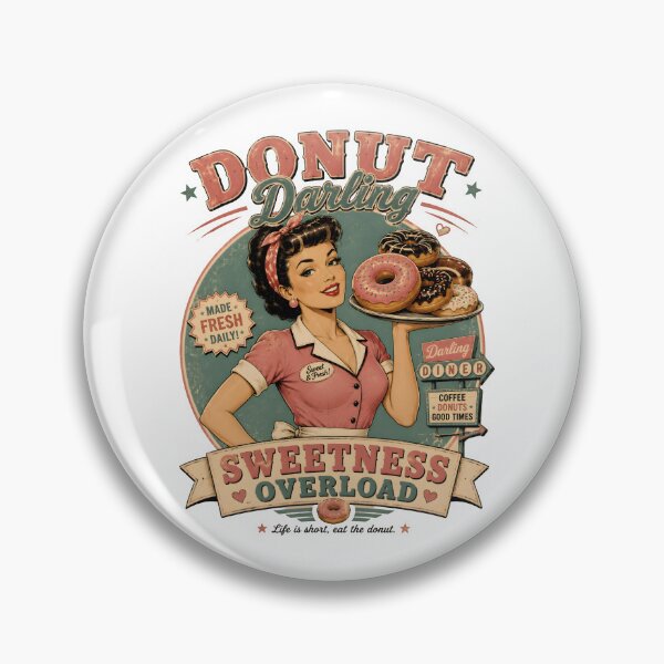 Item preview, Donut Darling Vintage Pin-Up Retro Diner Girl T-Shirt | Sweetness Overload Dessert Lover Design designed and sold by Snackwear Apparel.