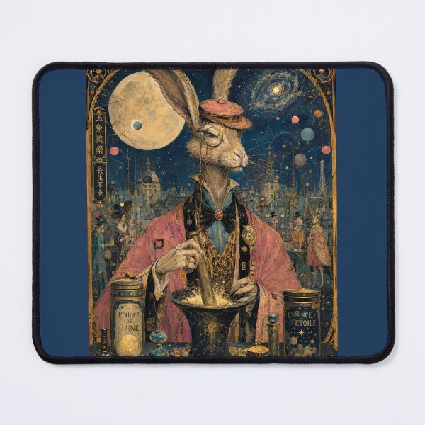Item preview, An aristocratic rabbit in a pink tailcoat and monocle is grinding the 'Moon Powder'. designed and sold by Natalia-Vlad.
