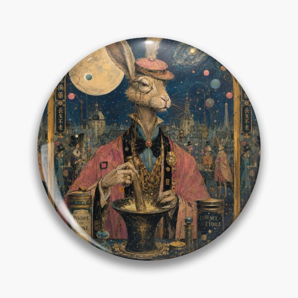 Item preview, An aristocratic rabbit in a pink tailcoat and monocle is grinding the 'Moon Powder'. designed and sold by Natalia-Vlad.