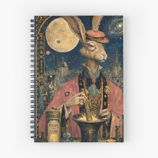 Item preview, An aristocratic rabbit in a pink tailcoat and monocle is grinding the 'Moon Powder'. designed and sold by Natalia-Vlad.