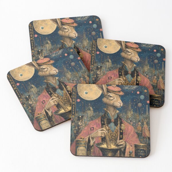 Item preview, An aristocratic rabbit in a pink tailcoat and monocle is grinding the 'Moon Powder'. designed and sold by Natalia-Vlad.