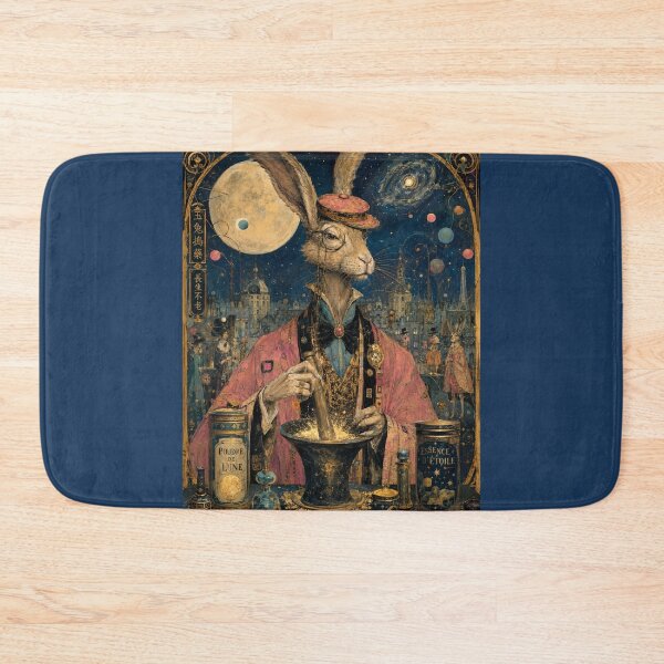 Item preview, An aristocratic rabbit in a pink tailcoat and monocle is grinding the 'Moon Powder'. designed and sold by Natalia-Vlad.