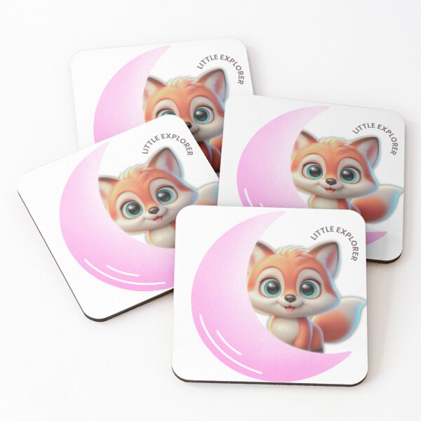 Item preview, Cute Fox Pink Moon Sticker – Kawaii Little Explorer Fox Design designed and sold by lunadesignsmoon.