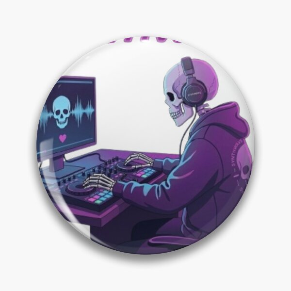 Item preview, Synthwave DJ Skeleton Music Producer designed and sold by Northern Glow Art.