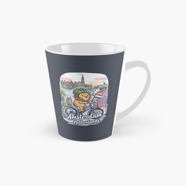 Item preview, Amsterdam Netherlands Bicycling Lion Cute Cyclist Skyline  designed and sold by HowToCanadian.