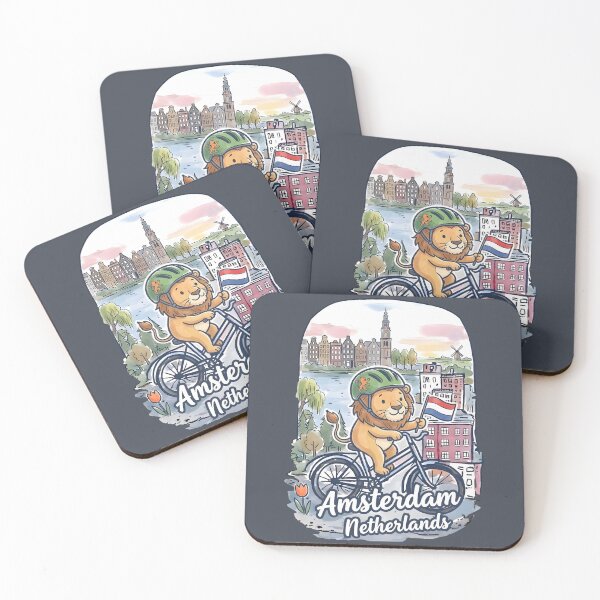 Item preview, Amsterdam Netherlands Bicycling Lion Cute Cyclist Skyline  designed and sold by HowToCanadian.