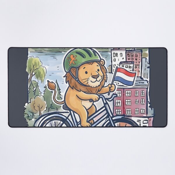 Item preview, Amsterdam Netherlands Bicycling Lion Cute Cyclist Skyline designed and sold by HowToCanadian.