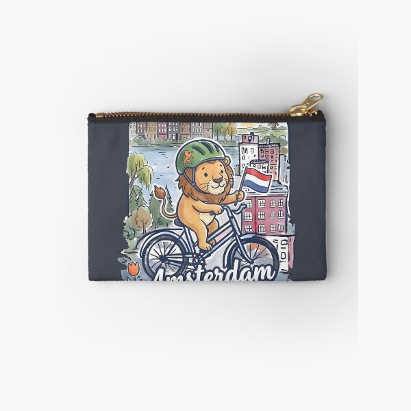 Item preview, Amsterdam Netherlands Bicycling Lion Cute Cyclist Skyline  designed and sold by HowToCanadian.