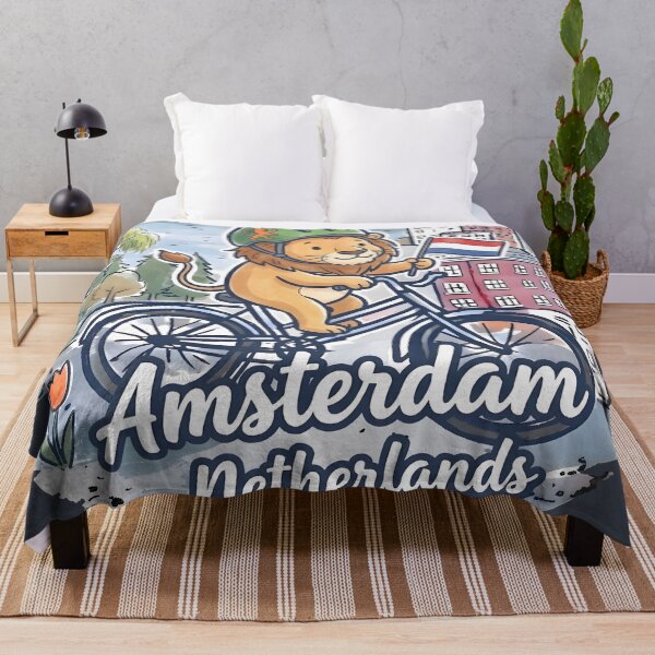 Item preview, Amsterdam Netherlands Bicycling Lion Cute Cyclist Skyline  designed and sold by HowToCanadian.