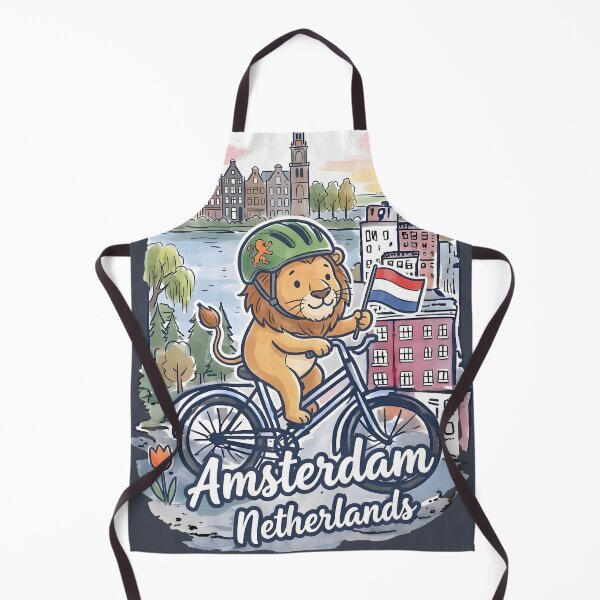 Item preview, Amsterdam Netherlands Bicycling Lion Cute Cyclist Skyline designed and sold by HowToCanadian.