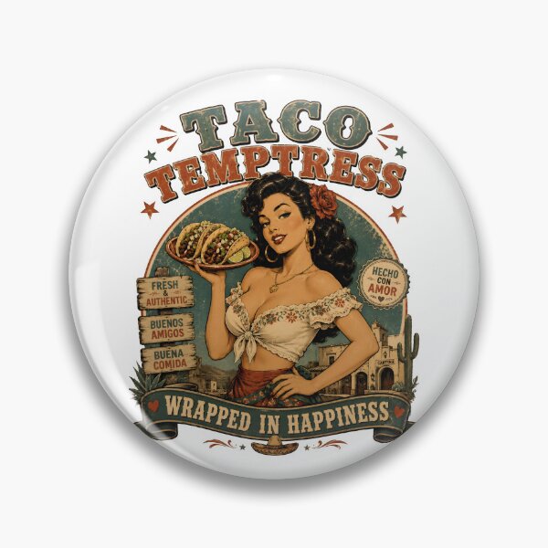 Item preview, Taco Temptress Vintage Pin-Up T-Shirt | Retro Mexican Cantina Beauty | Wrapped In Happiness designed and sold by Snackwear Apparel.