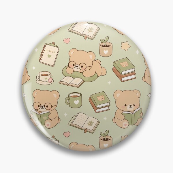 Item preview, Teddy Bear Reading Club Pattern Cute Cozy Study Kawaii Aesthetic designed and sold by Soft Berry Studio.