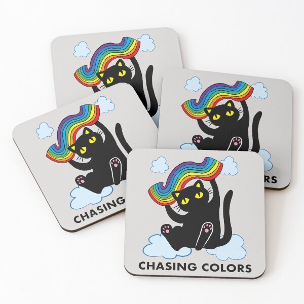 Item preview, Black cat chasing colors designed and sold by Konopikyu.