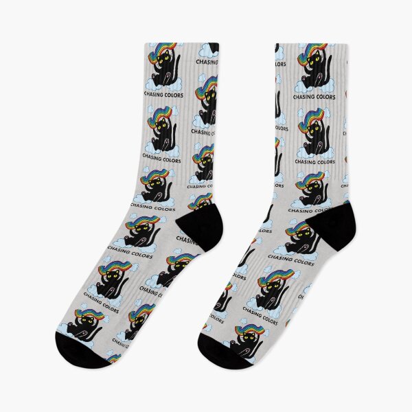 Item preview, Black cat chasing colors designed and sold by Konopikyu.