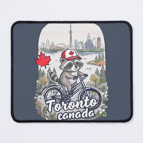 Item preview, Toronto Canada Bicycling Raccoon Cute Cyclist Skyline  designed and sold by HowToCanadian.