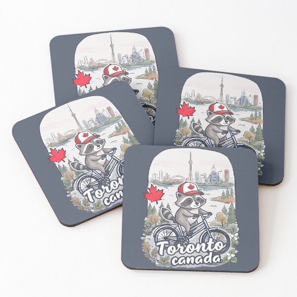 Item preview, Toronto Canada Bicycling Raccoon Cute Cyclist Skyline  designed and sold by HowToCanadian.