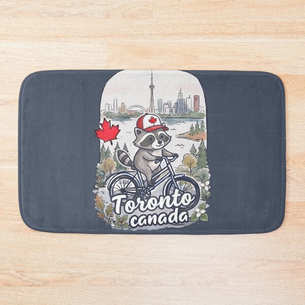 Item preview, Toronto Canada Bicycling Raccoon Cute Cyclist Skyline  designed and sold by HowToCanadian.