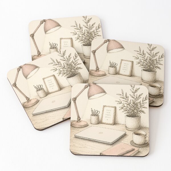 Item preview, Focus, plan, create, repeat — cosy desk print designed and sold by BalancedCoNL.