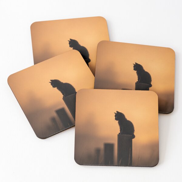 Item preview, Black Kitten at Sunset – Mystical Cat Silhouette Art designed and sold by WhimsyWink.