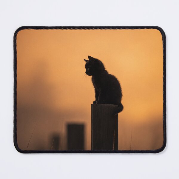 Item preview, Black Kitten at Sunset – Mystical Cat Silhouette Art designed and sold by WhimsyWink.