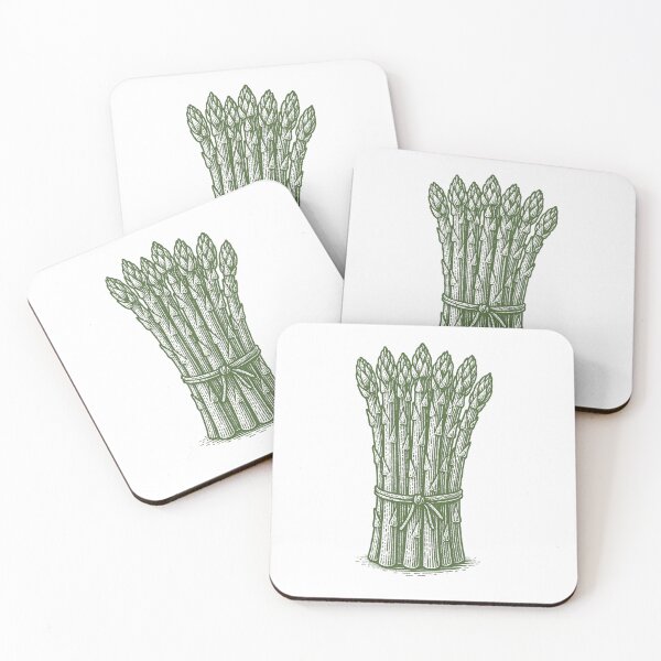 Item preview, Vintage Linocut Asparagus Bouquet - Green Botanical Kitchen Art designed and sold by shinygreenbug.