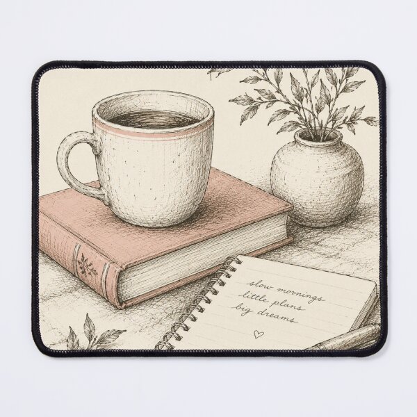 Item preview, Slow mornings, little plans, big dreams — cosy coffee print designed and sold by BalancedCoNL.