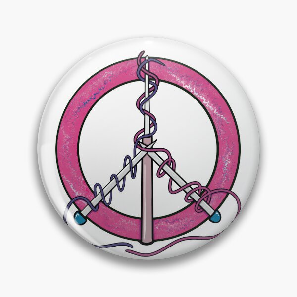 Item preview, Hand-Drawn Crochet and Knitting Needles Peace Sign designed and sold by Steve's Sticker Shack.