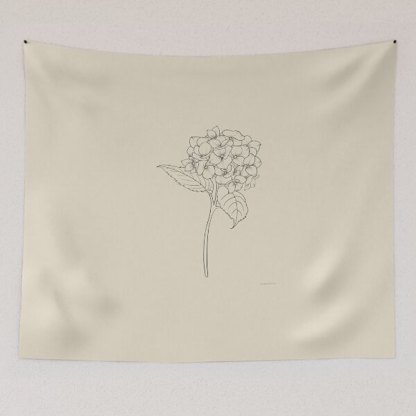 Item preview, Botanical Hydrangea Line Art Flower Sketch Edition IV designed and sold by smaragdstudio.