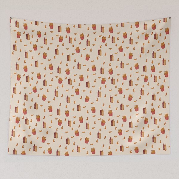 Item preview, Watercolor French Fries Cream Fast Food Kitchen Pattern designed and sold by svitlaarty.